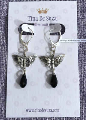 Earrings: Butterfly & Swarovski Crystals (jet black)