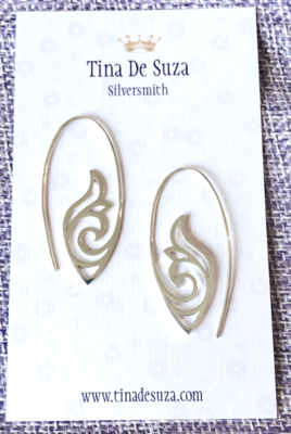 Earrings: Solid sterling, oval lotus (36mm x 17mm)