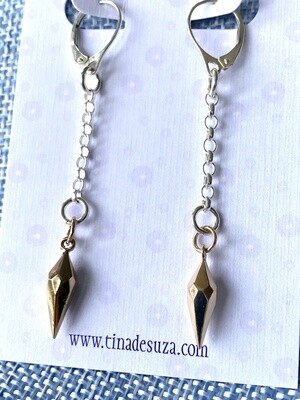 Earrings: Solid Bronze Faceted Tiny Spikes