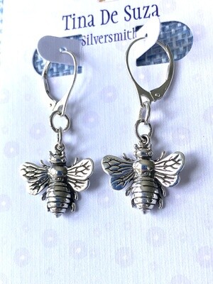 Earrings: Solid Sterling Bees