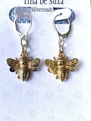 Earrings: Solid Bronze Bees