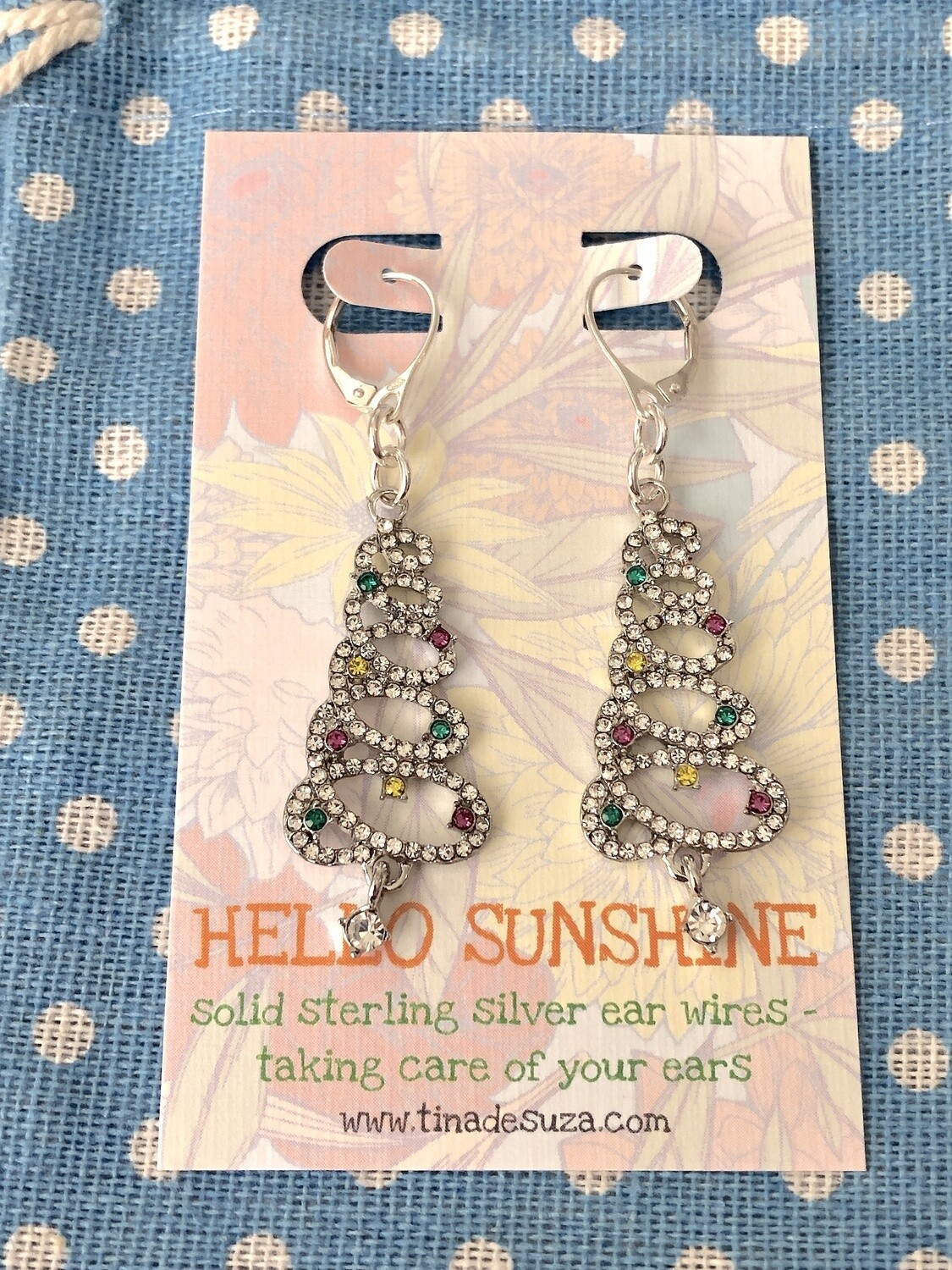 Earrings Christmas tree bling