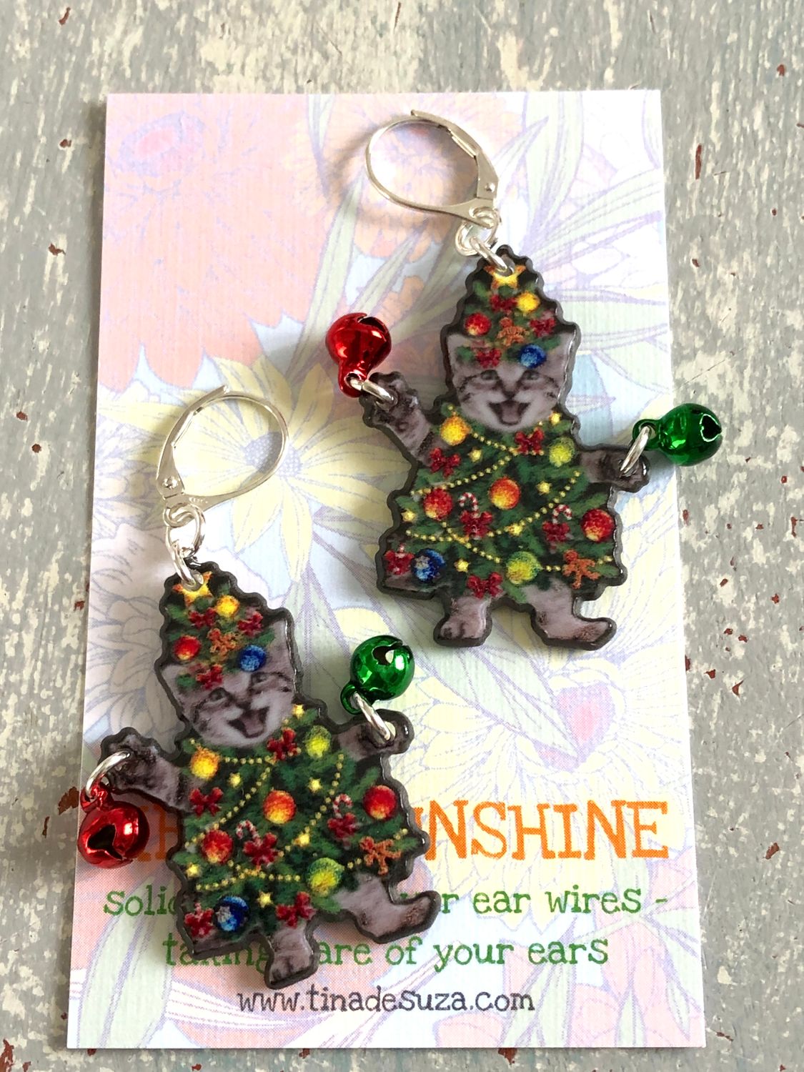 Earrings: Christmas! Jingle bell kitty