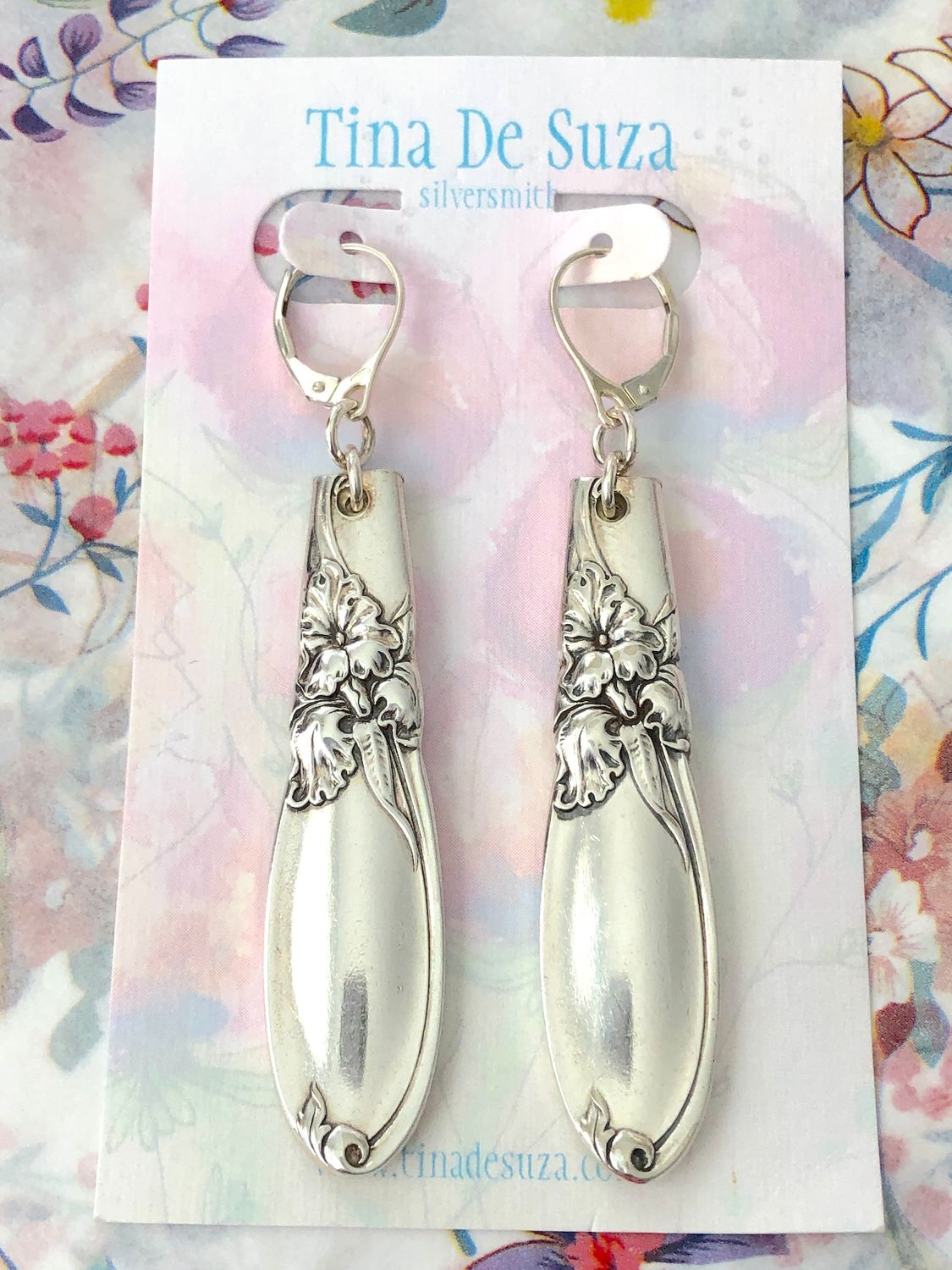 Vintage Cutlery Earrings - White Orchid, 1953