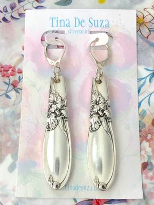 Vintage Cutlery Earrings - White Orchid, 1953