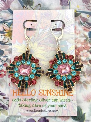 Earrings: multi florals