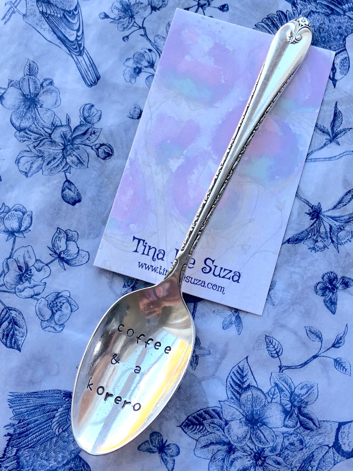 Stamped spoon - coffee &amp; a korero (chat!)