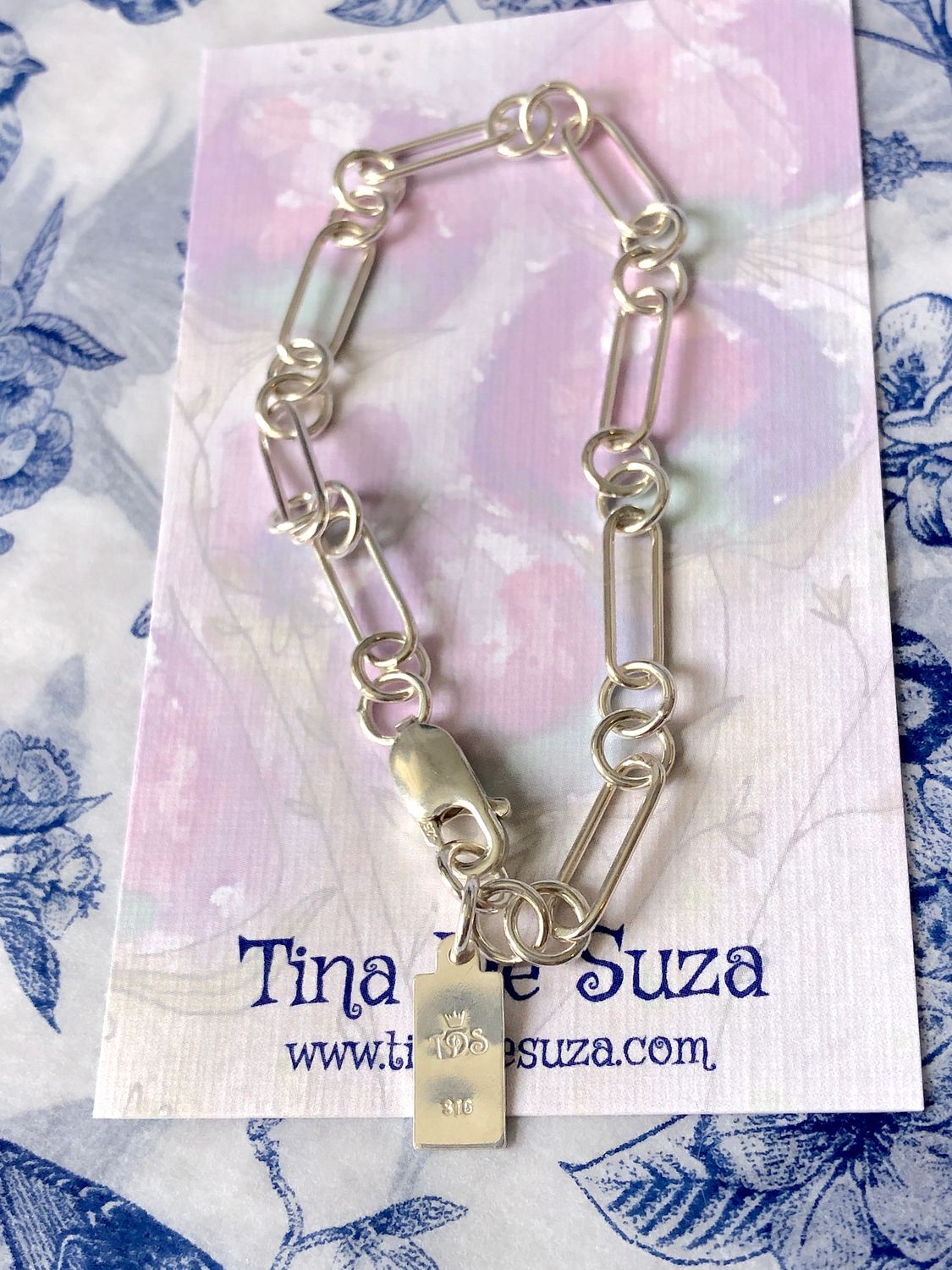 hand made: paperclip and loop link bracelet 19cm