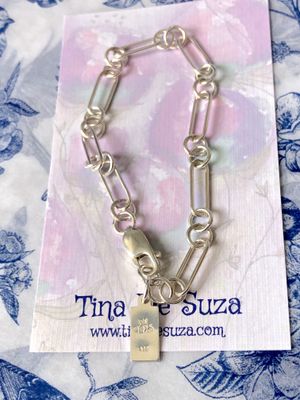 hand made: paperclip and loop link bracelet 19cm