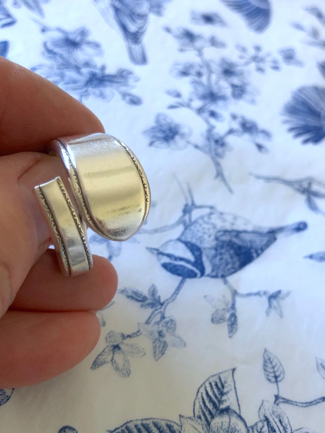 vintage silver plated spoon ring - size Q