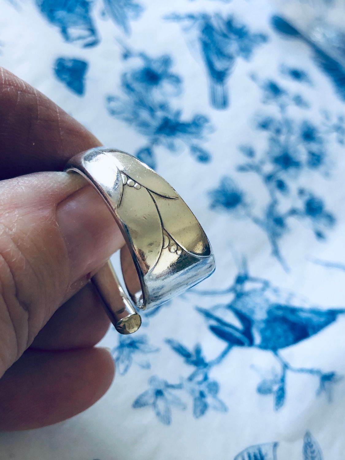 vintage silver plated spoon ring - size V