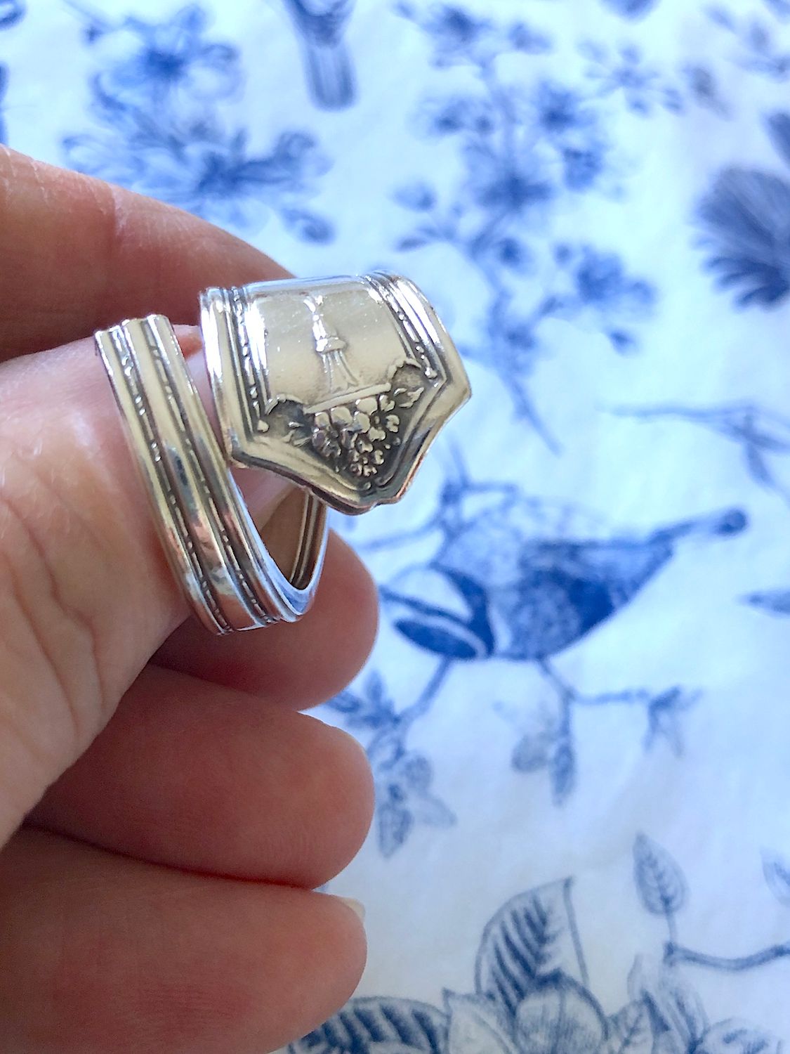 vintage silver plated spoon ring - size P