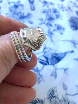 vintage silver plated spoon ring - size P
