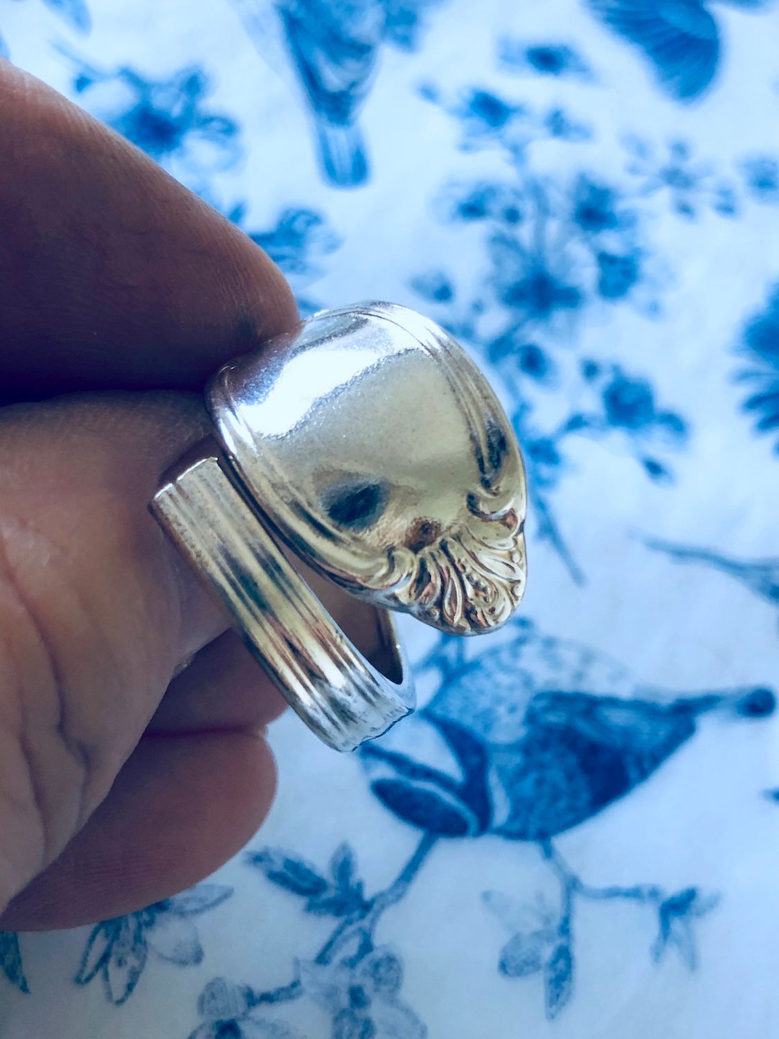 vintage silver plated spoon ring - size T