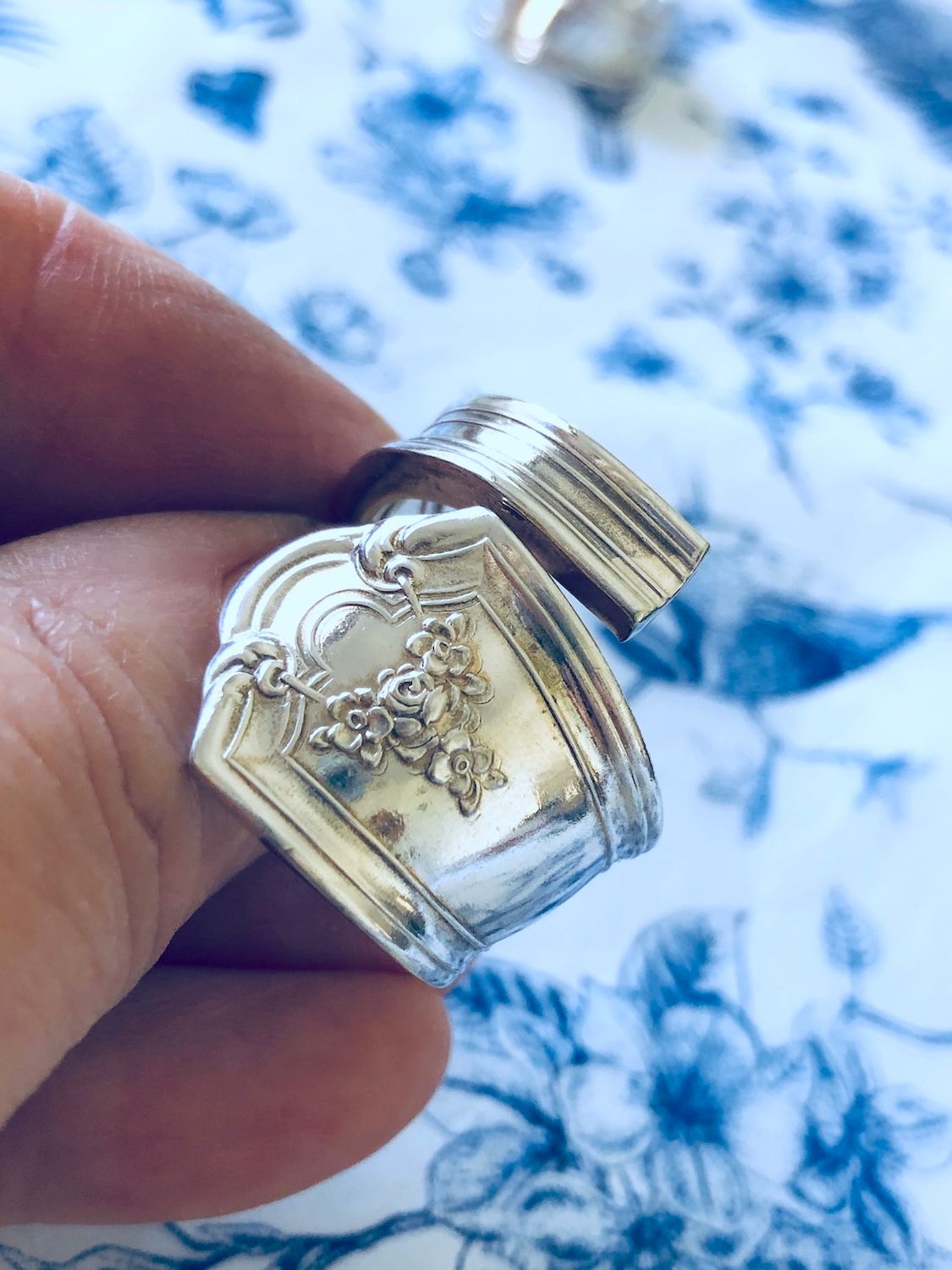 vintage silver plated spoon ring - size V
