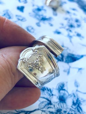 vintage silver plated spoon ring - size V