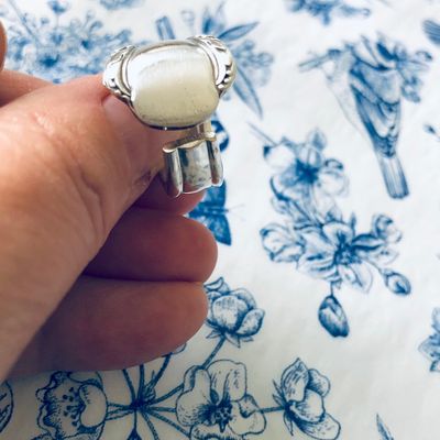 vintage silver plated spoon ring - size L