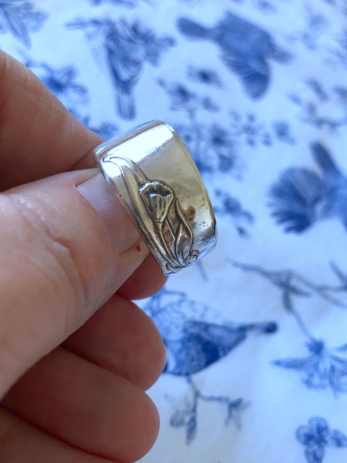 vintage silver plated spoon ring - size Q