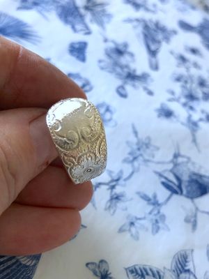 vintage silver plated spoon ring - size Q