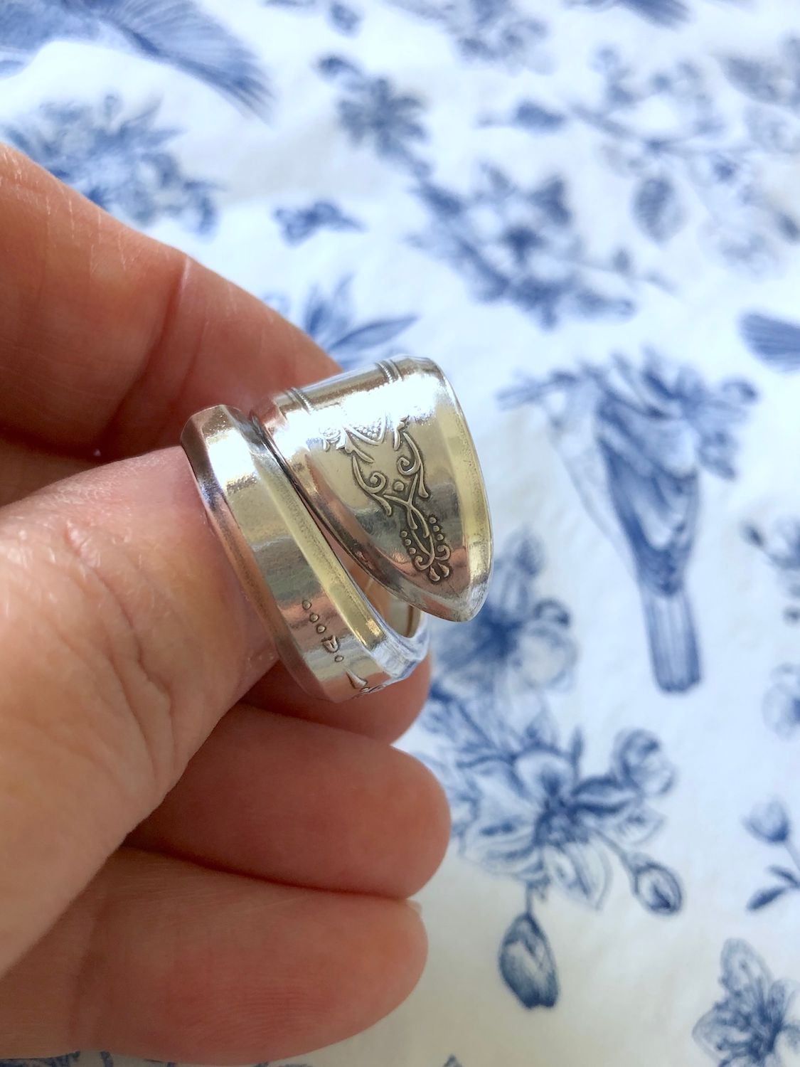 vintage silver plated spoon ring - size N