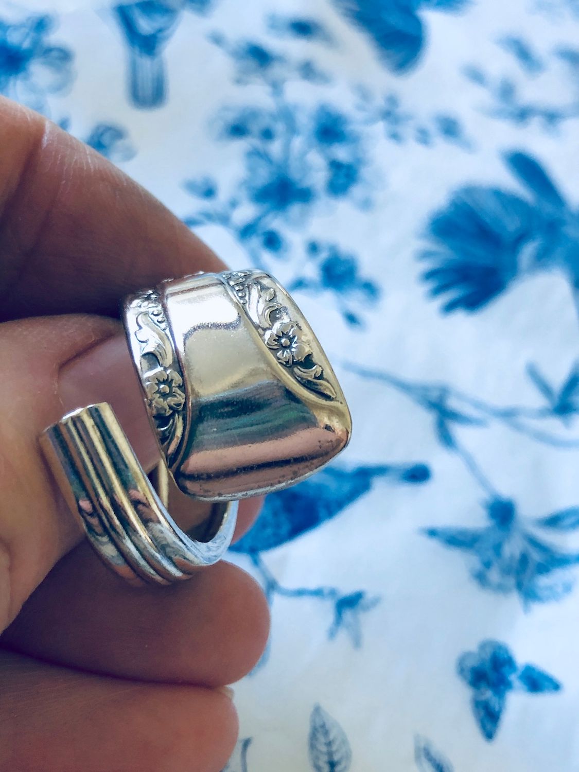 vintage silver plated spoon ring - size S