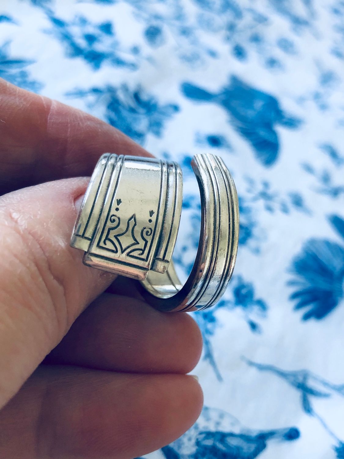 vintage silver plated spoon ring - size S
