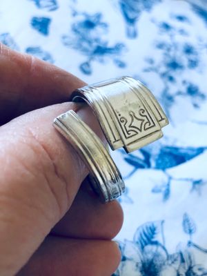 vintage silver plated spoon ring - size V