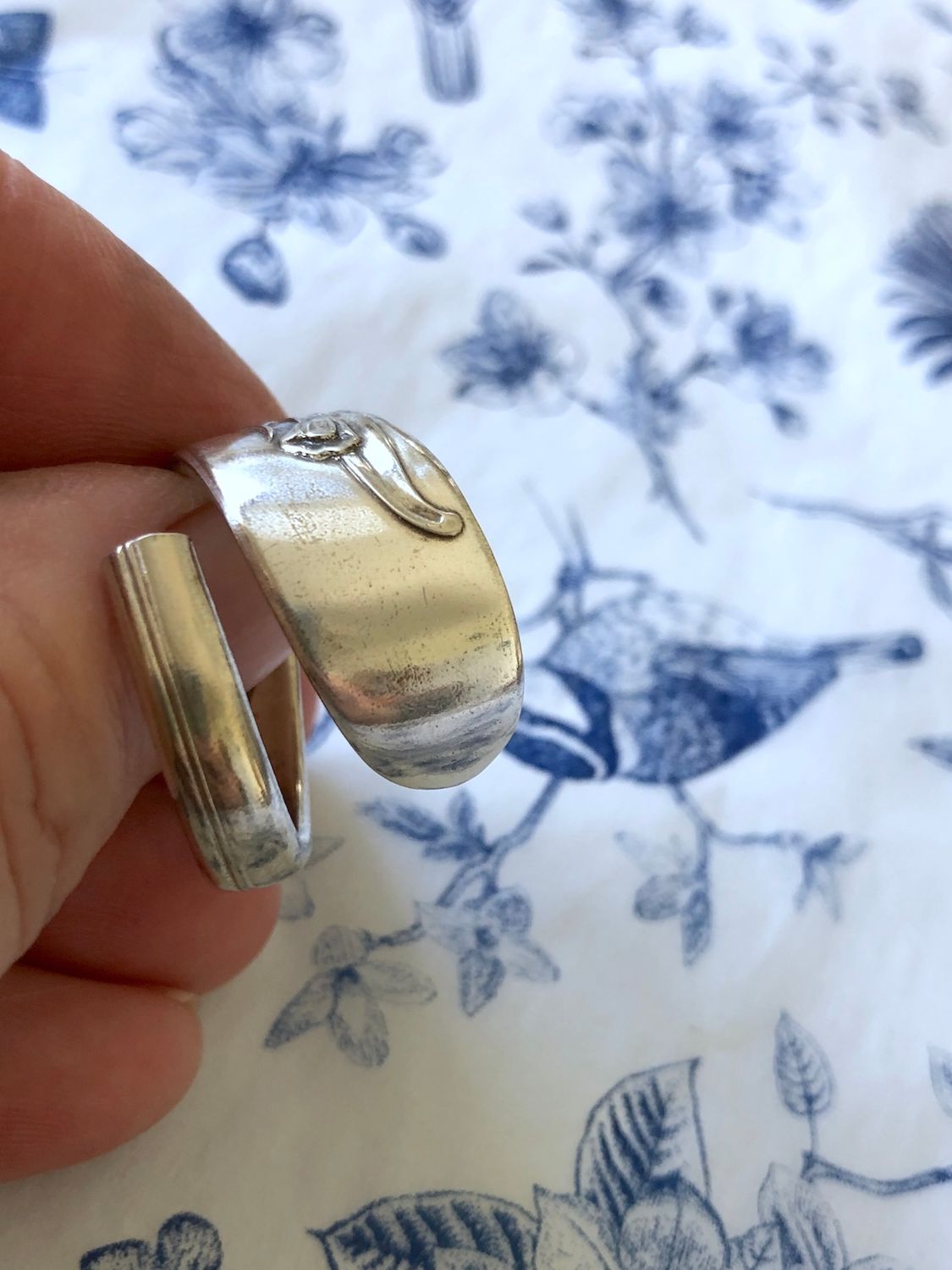 vintage silver plated spoon ring - size P