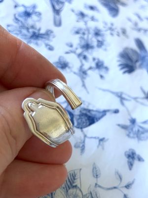 vintage silver plated spoon ring - size P
