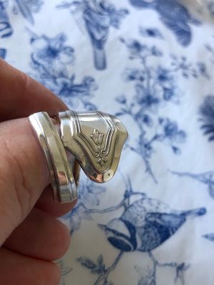 vintage silver plated spoon ring - size P