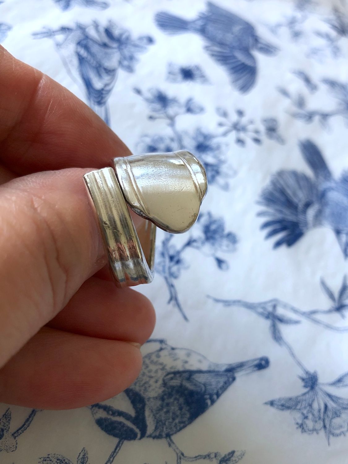 vintage silver plated spoon ring - size P
