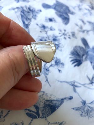 vintage silver plated spoon ring - size P