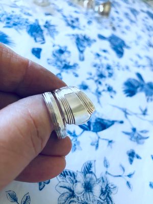 vintage silver plated spoon ring - size Q