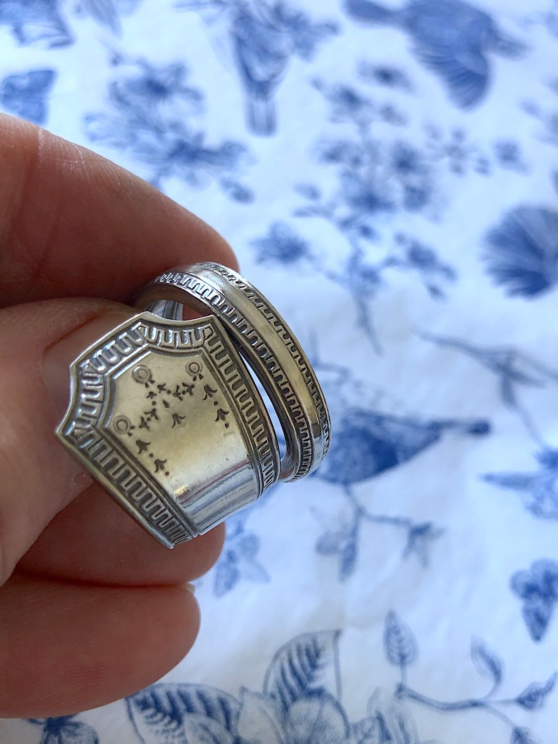 vintage silver plated spoon ring - size Q