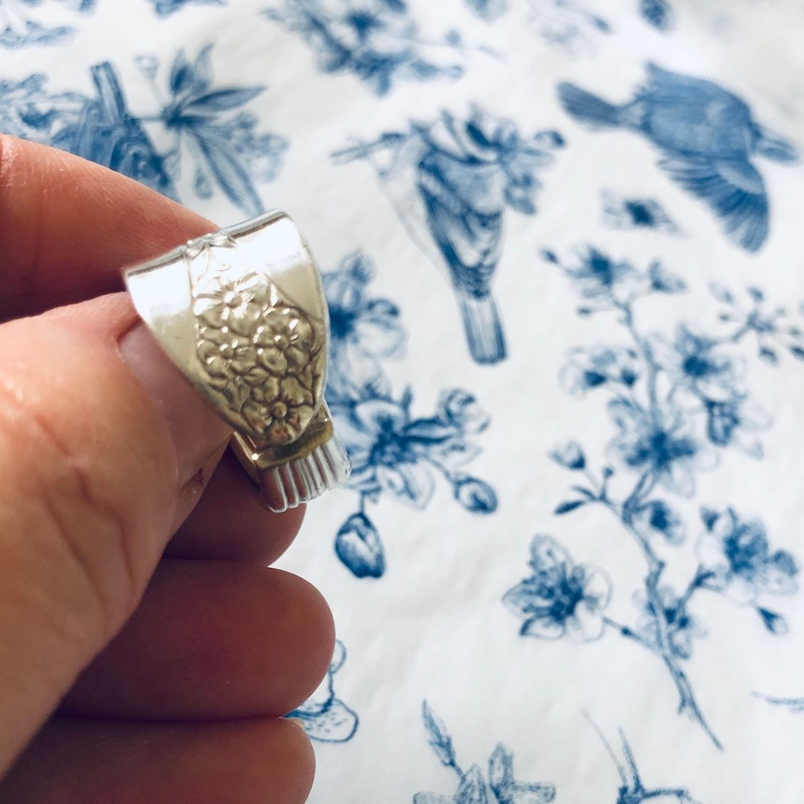 vintage silver plated spoon ring - size M