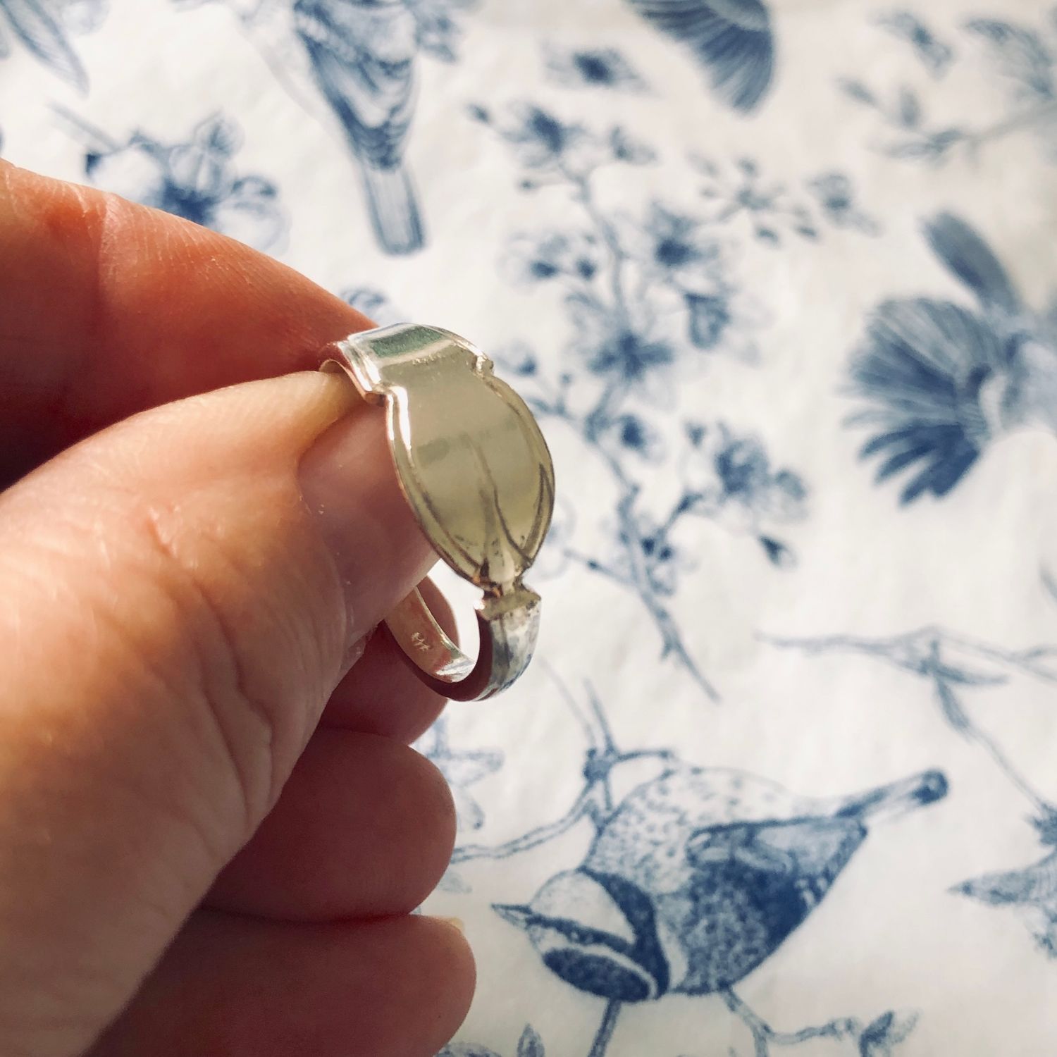 sterling: spoon ring - size T