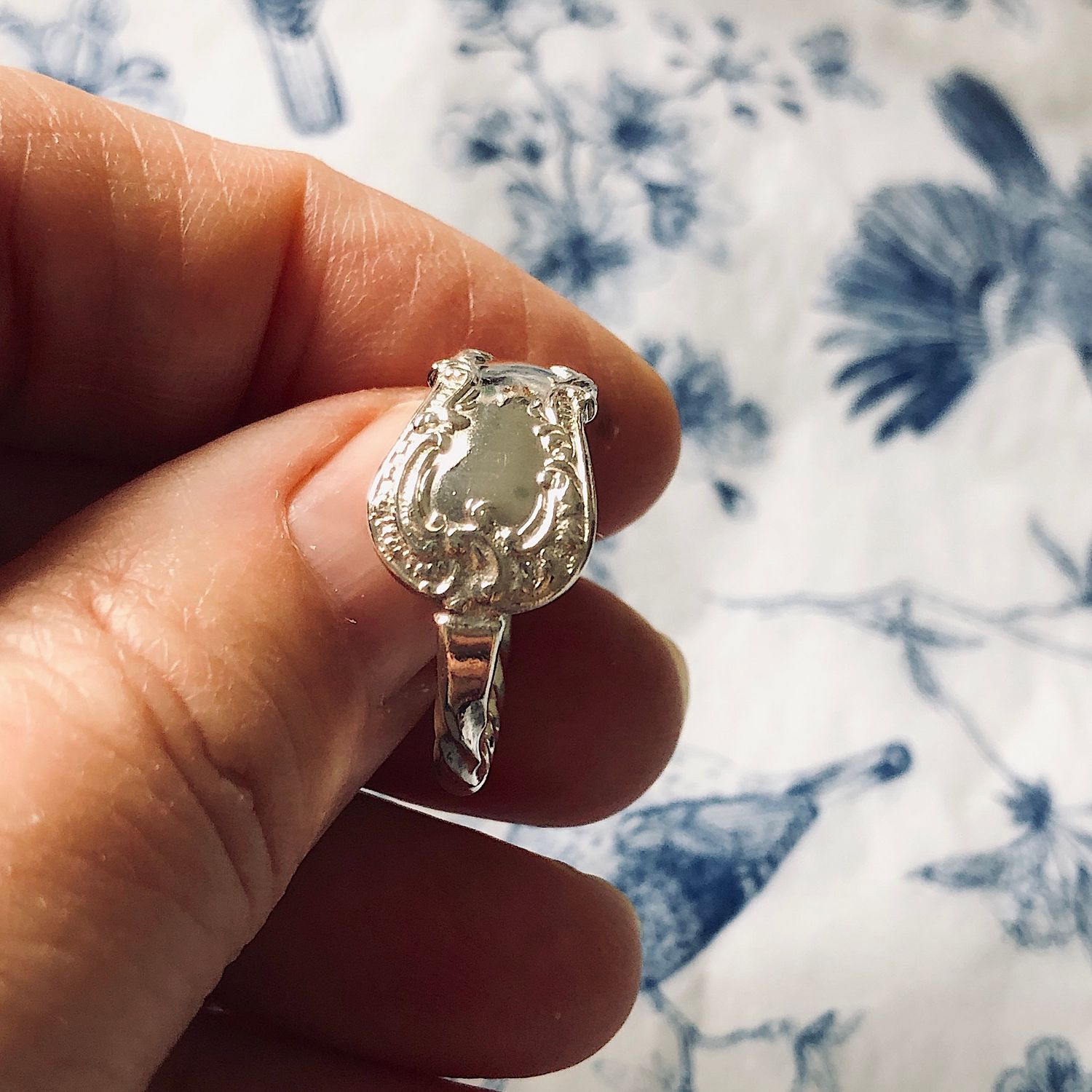 sterling: spoon ring - size R