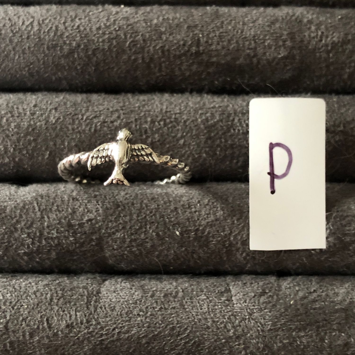 Charm ring: size P - birdie