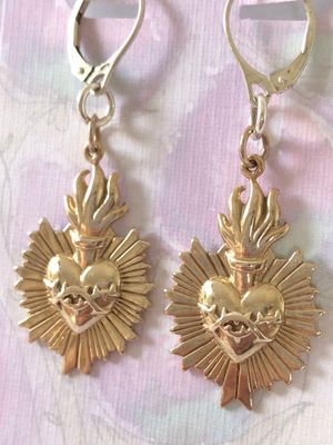 Flaming heart earrings