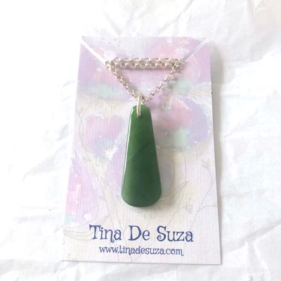 Pounamu on sterling (flared)
