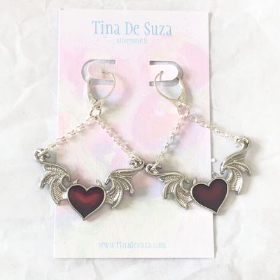 Bat wings, red hearts