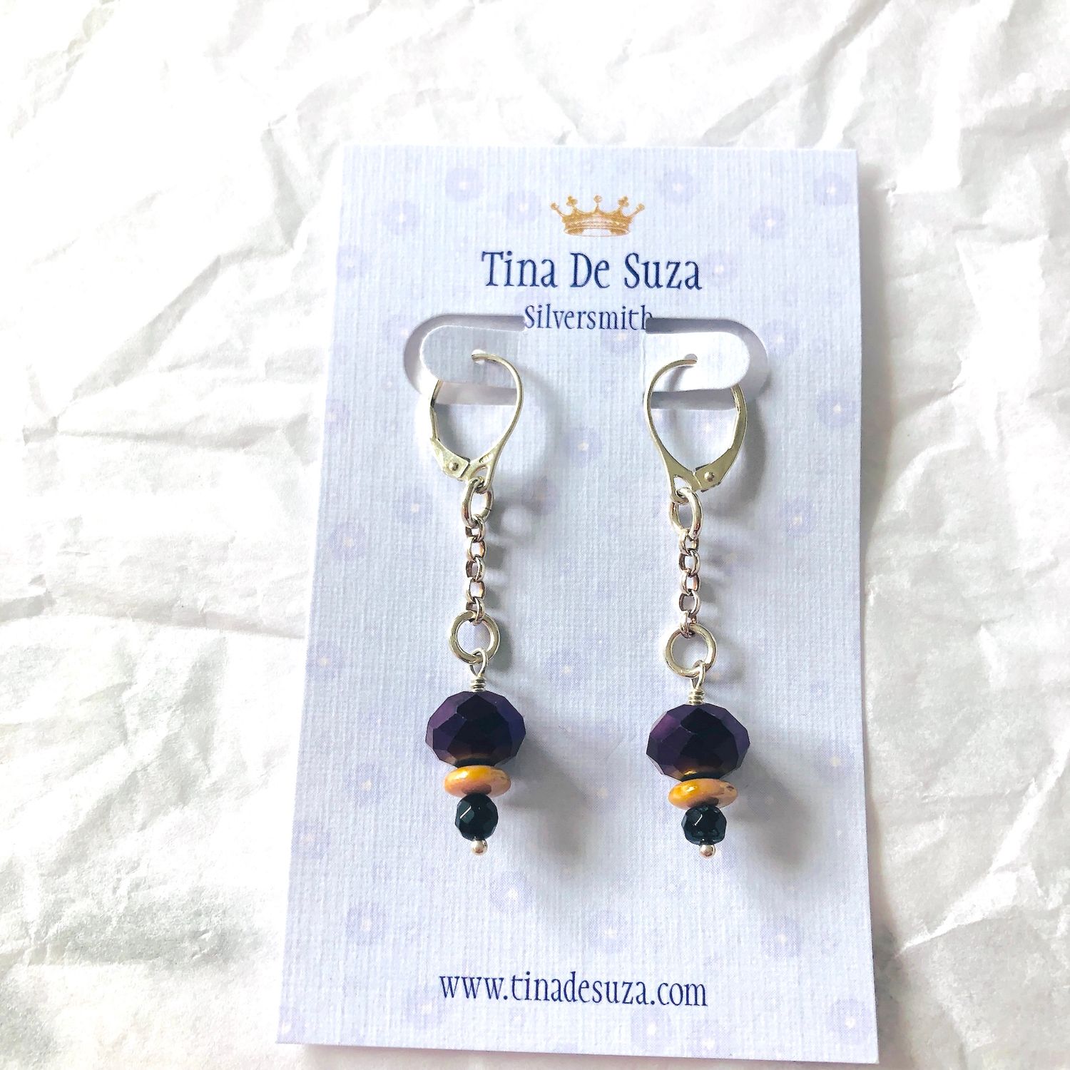 Earrings: Czech glass and sterling