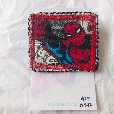 Brooch: Sewn fabric - spiderman!