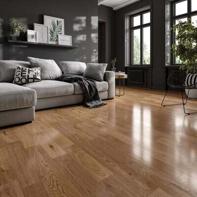 Premier 14mm X 125mm Oak Lacquered Engineered Real Wood Flooring