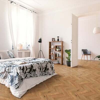 Herringbone Parquet 14mm X 90mm Oak Smoked, Brushed & Lacquered Engineered Real Wood Flooring