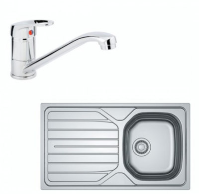 Basix Steel 1.0b Compact Sink & Tap Pack Satin Polished Inse