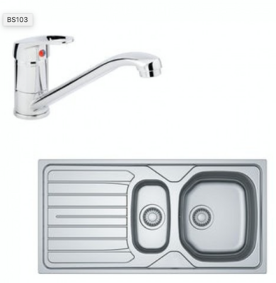 Basix Steel 1.5b Compact Sink & Tap Pack Satin Polished Inse