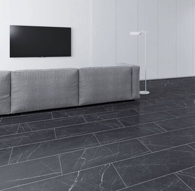 FAUS Industry Tile 8mm Black Marble Waterproof Tile Laminate Flooring 