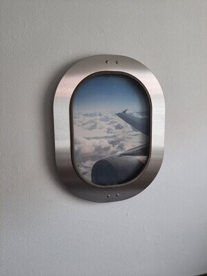 Original Airbus A340 Fenster in Edelstahl Rahmen oval Bilderrahmen