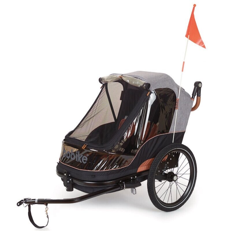 Bobike Trailer Moobe Grey fietskar 2 kinderen